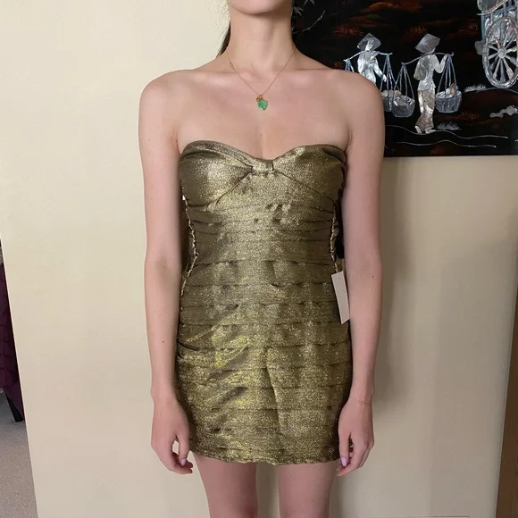 green emerald velvet dress For Love & Lemons Dazzle Me Slip Dress in Gold – Suite 201 main image 1